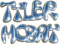 the word tyler moby on a black background
